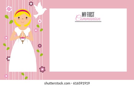 my first communion.Invitation card. Space for text