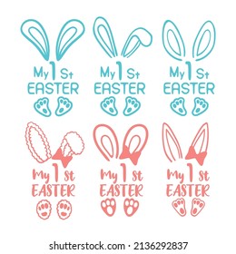 My First Easter, Bunny Feet And Ears Bundle EPS