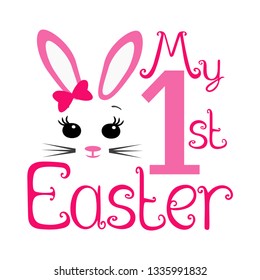 My first Easter, children's shirt design, bow Easter little girl, bunny 