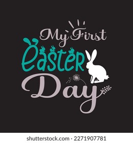 My first easter day t shirt design graphic template