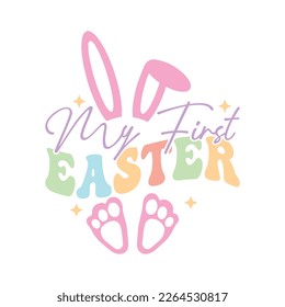 Mein erstes Ostern. T-Shirt-Design Ostertag, Vektorgrafiken, typografische Plakate oder Banner.