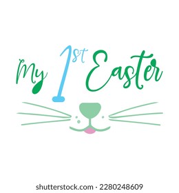 My First Easter Retro Easter T Shirt design. Boy and girl frame vector design. First Easter for baby,Trendy Easter design with typography, greeting card