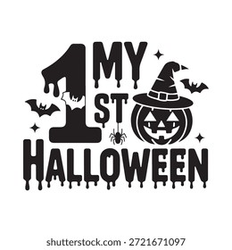 My first halloween design with pumpkin hat bats and dripping elements