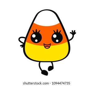 My first Halloween. Illustration of a funny corn candy. Kawai.