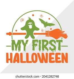 My First Halloween Printable Vector Illustration