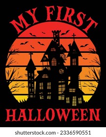 My First Halloween T-Shirt Design, Halloween T-Shirt Design Print Template