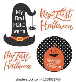 My First Halloween - vector illustrations and hand made lettering
