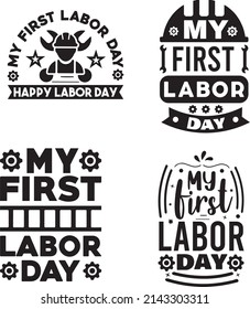 My first labor day lettering typography for holiday greetings and invitations and T-shirt. United States Labor Day celebrate card template.