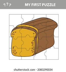 My first puzzle. Bread. Puzzle pieces - a game for preschool children.