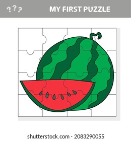 My first puzzle - Easy educational paper game for kids. Simple kid application with Watermelon