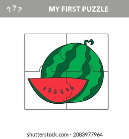Mein erstes Rätsel - Leichtes pädagogisches Papierspiel für Kinder. Einfache Kinderanwendung mit Watermelon