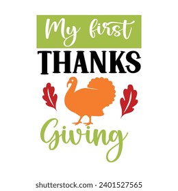 My first thanks giving, Thanksgiving design Illustration for print