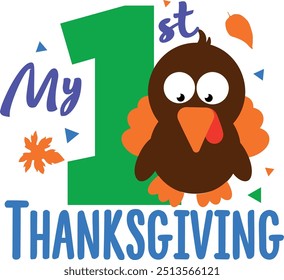 My first Thanksgiving. Thanksgiving day illustration vector