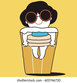 My Friday Mood Feeling Like In The Glass Of Beer Concept Card Character illustration