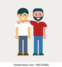 My friend , new friends and best friends. Flat design. Vector illustration.