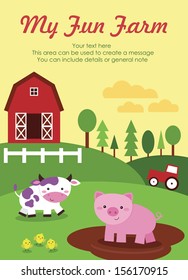 my fun farm card design. vector illustration