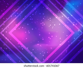 My Galaxy. Vector bright colorful cosmos illustration with sacred geometry. Abstract cosmic background with stars. Astronomy, astrology, alchemy, boho and magic texture. lens flare