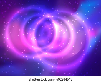 My Galaxy. Vector bright colorful cosmos illustration with sacred geometry. Abstract cosmic background with stars. Astronomy, astrology, alchemy, boho and magic texture. lens flare