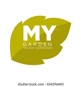 My garden vector collection emblem with green leaf