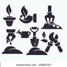 my garden,vector icons of gardening tools