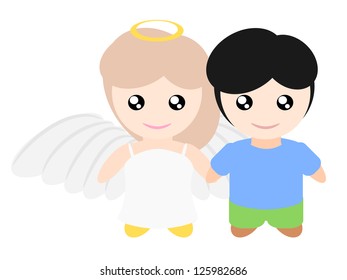 My girlfriend is angle illustration