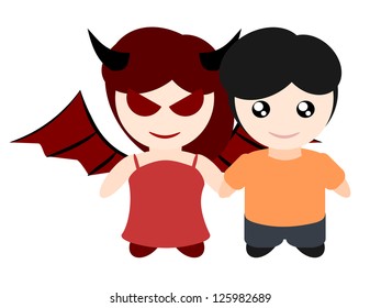 My girlfriend is devil illustration