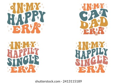 In My Happy Era, In My Cat Dad Era, In My Happily Single Era retro T-shirt