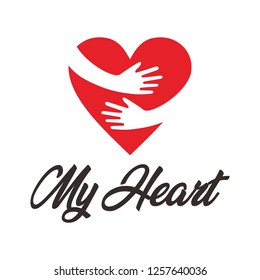 My Heart Logo Design Inspiration Hug Stock Vector (Royalty Free ...