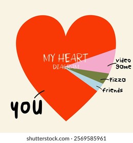 My Heart love diagram vector illustration. I love you greeting card. Happy Valentines Day. 14 February holiday. Cute love poster, banner design. Love you more than