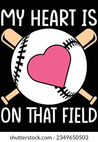 My heart is on that field vector art design, eps file. design file for t-shirt. SVG, EPS cuttable design file