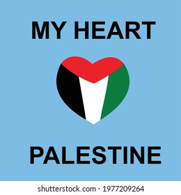 My Heart Palestine vector illustration Background. Free Palestine flag wallpaper, flyer, banner vector illustration