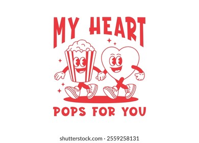 My Heart pops for you, Valentines Day Typography T Shirt Design