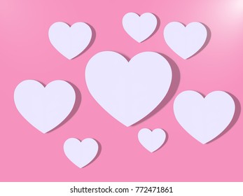 My Heart in Valentines Holidays Art Paper cut on Pink background For You