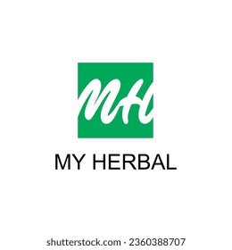 MEIN HERBAL-Text, und einfache quadratische Form, für das Gesundheitslogo-Design.