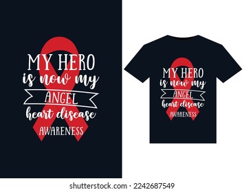 Mi héroe es ahora mi enfermedad del corazón del ángel ilustraciones para el diseño de camisetas listas para imprimir