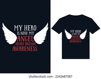 Mi héroe es ahora mi enfermedad del corazón del ángel ilustraciones para el diseño de camisetas listas para imprimir