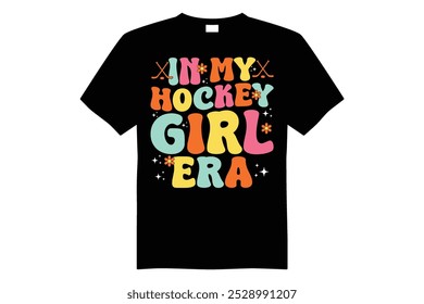 En mi Vector de diseño de camiseta de la era de la muchacha del hockey, Vector de diseño de camiseta del hockey