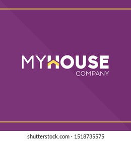 My house vector logo. Yellow and purple design