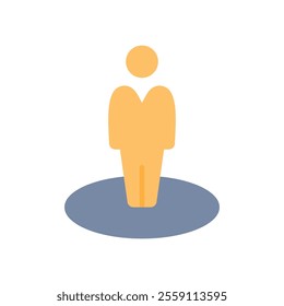 my icon here, Illustration of a person standing on a circle. Suitable for graphic design projects that require minimalist figures or people located on location. Isolated white background editable, eps