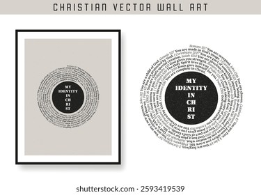 My identity in Christ. Christian scripture motivation poster and inspirational wall art. Bible verse. Christian quote for inspiration. Vector illustration.