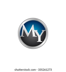 MY initial circle logo blue