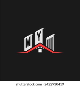 Vector de diseño del logotipo inicial de la casa de la construcción