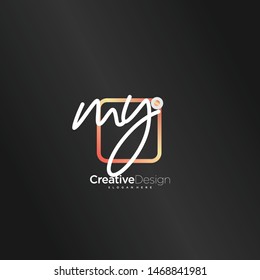 MY initial handwriting with color logo icon template vector.