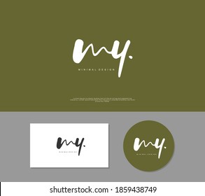 MI escritura manual inicial o logotipo manuscrito para la identidad. Logo con firma y estilo dibujado a mano.