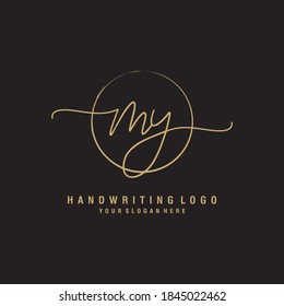 MI vector de plantilla de logotipo de escritura a mano inicial