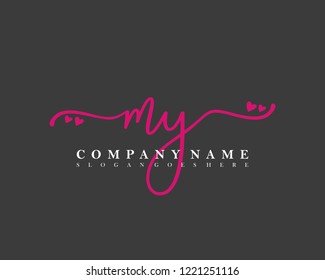 MY Initial handwriting logo vector