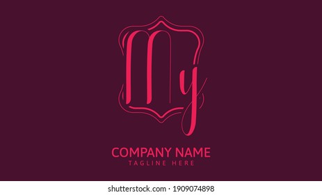 MY Initial handwriting logo vector