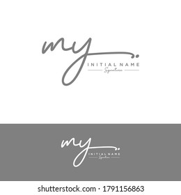 MY Initial letter handwriting and signature logo.