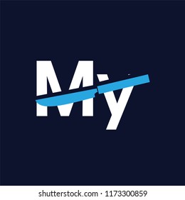 my initial letter with knife logo icon vector template