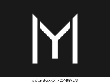 MY initial letter logo with black background 